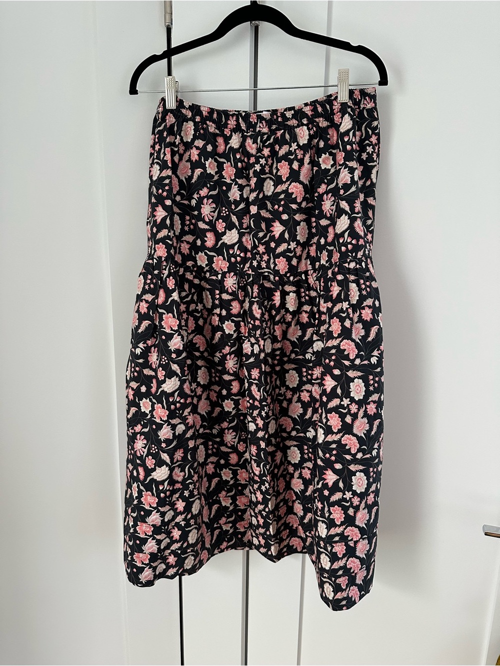Floral Black and Pink A-Line Skirt from Little Moon